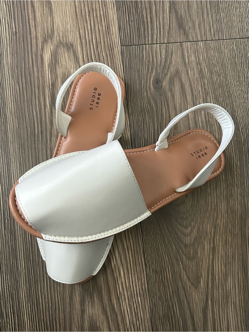 Studio White Leather Backstrap Sandals